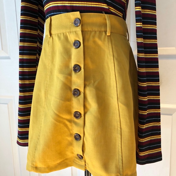 Yellow Button Up Skirt - Picture 3 of 9